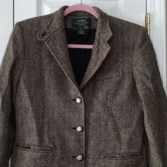 Lauren Ralph Lauren Houndstooth  wool tweed blazer jacket  Sz 8P - Picture 3 of 7